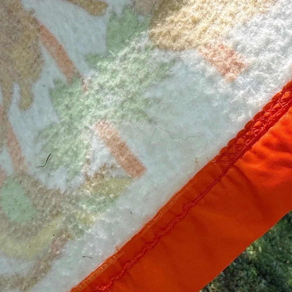 Vintage Safari Animal Print Acrylic Blanket Orange White Striped Giraffe Lion